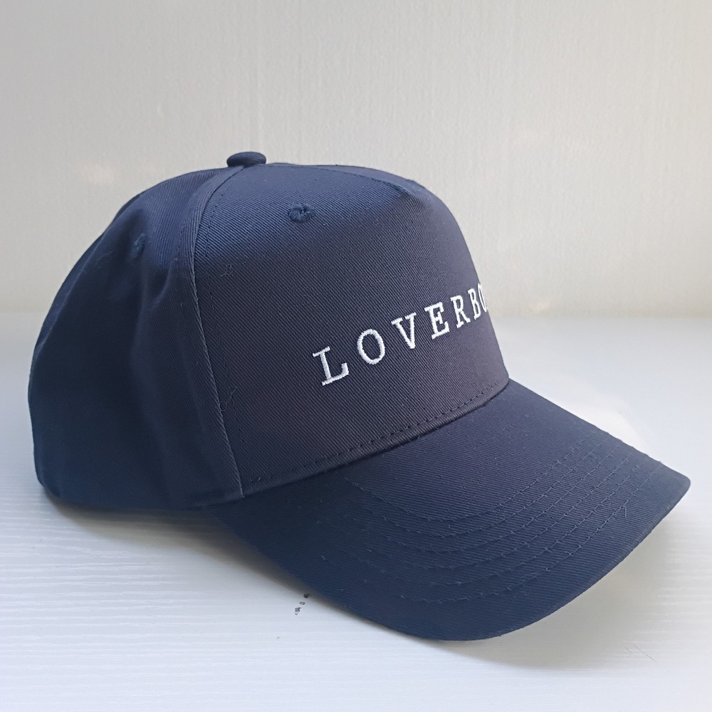 Aug11 Loverboy Navy Blue OSFA Snapback Cap Hat 100% Cotton White Lettering - Picture 2 of 7
